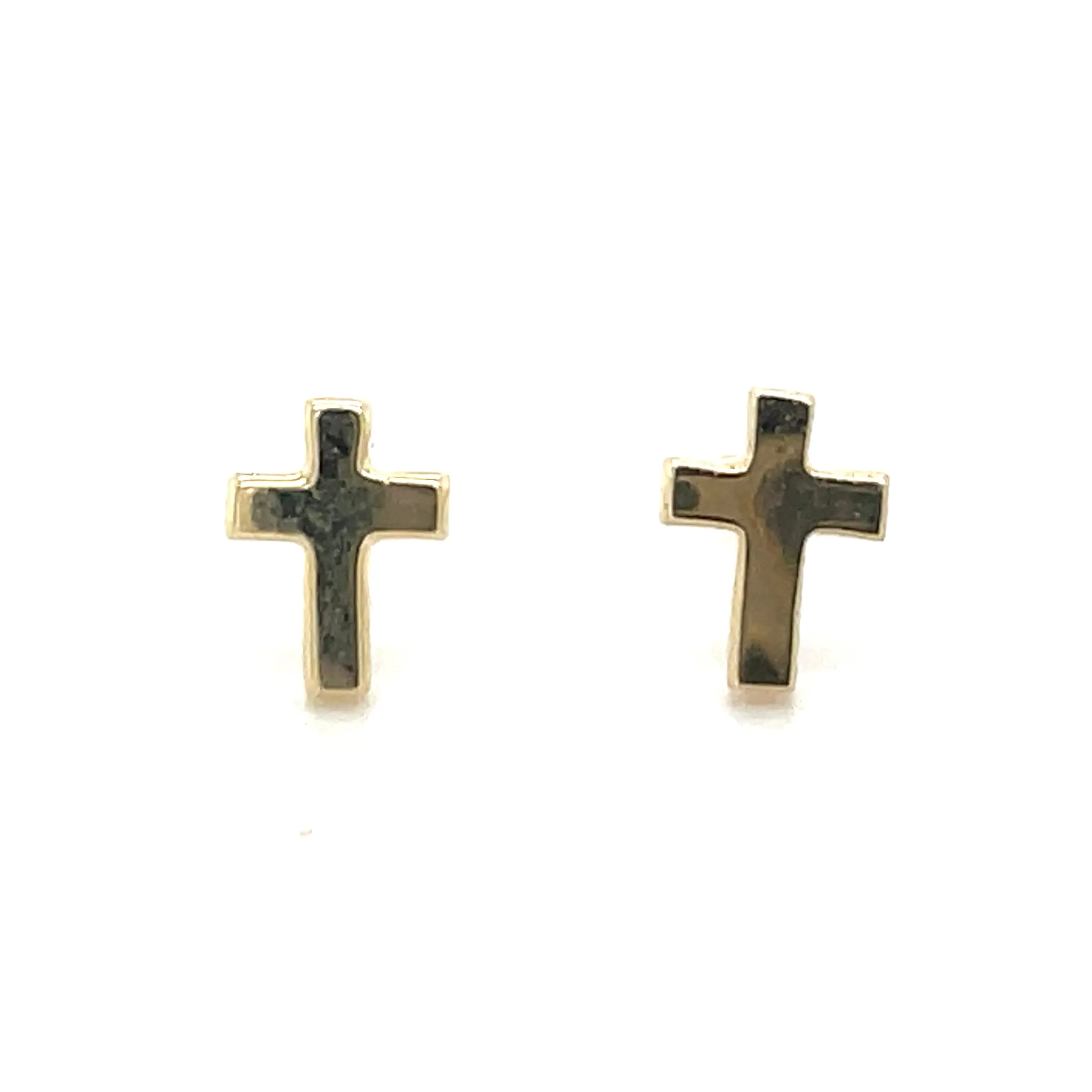 9ct Yellow Gold Petite Plain Cross Earrings