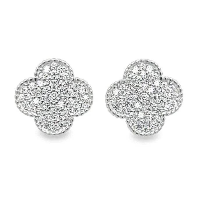 A560 Flower Clover CZ Earring