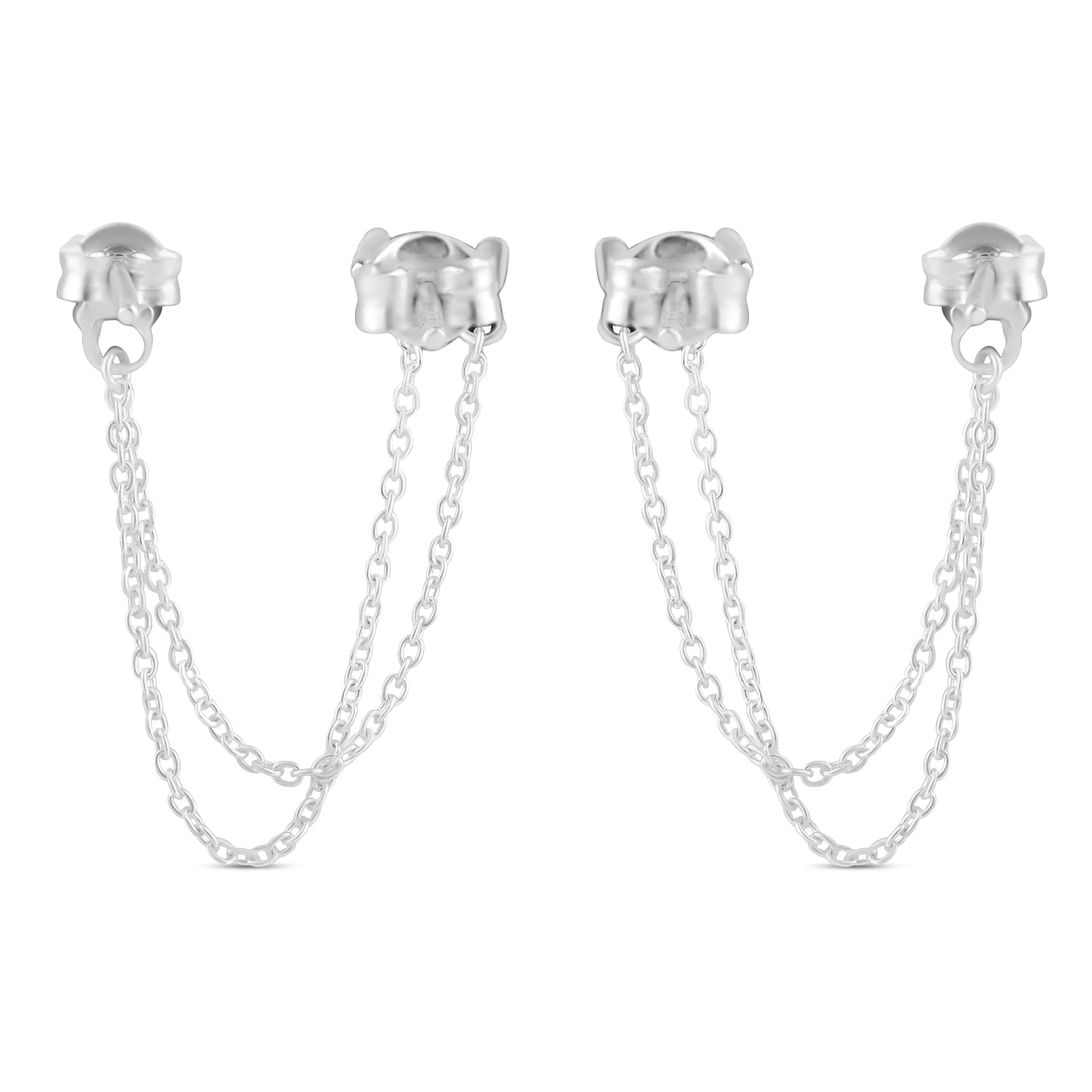 Accessorize London Women's 925 Sterling Silver Sparkle Chain Earrings