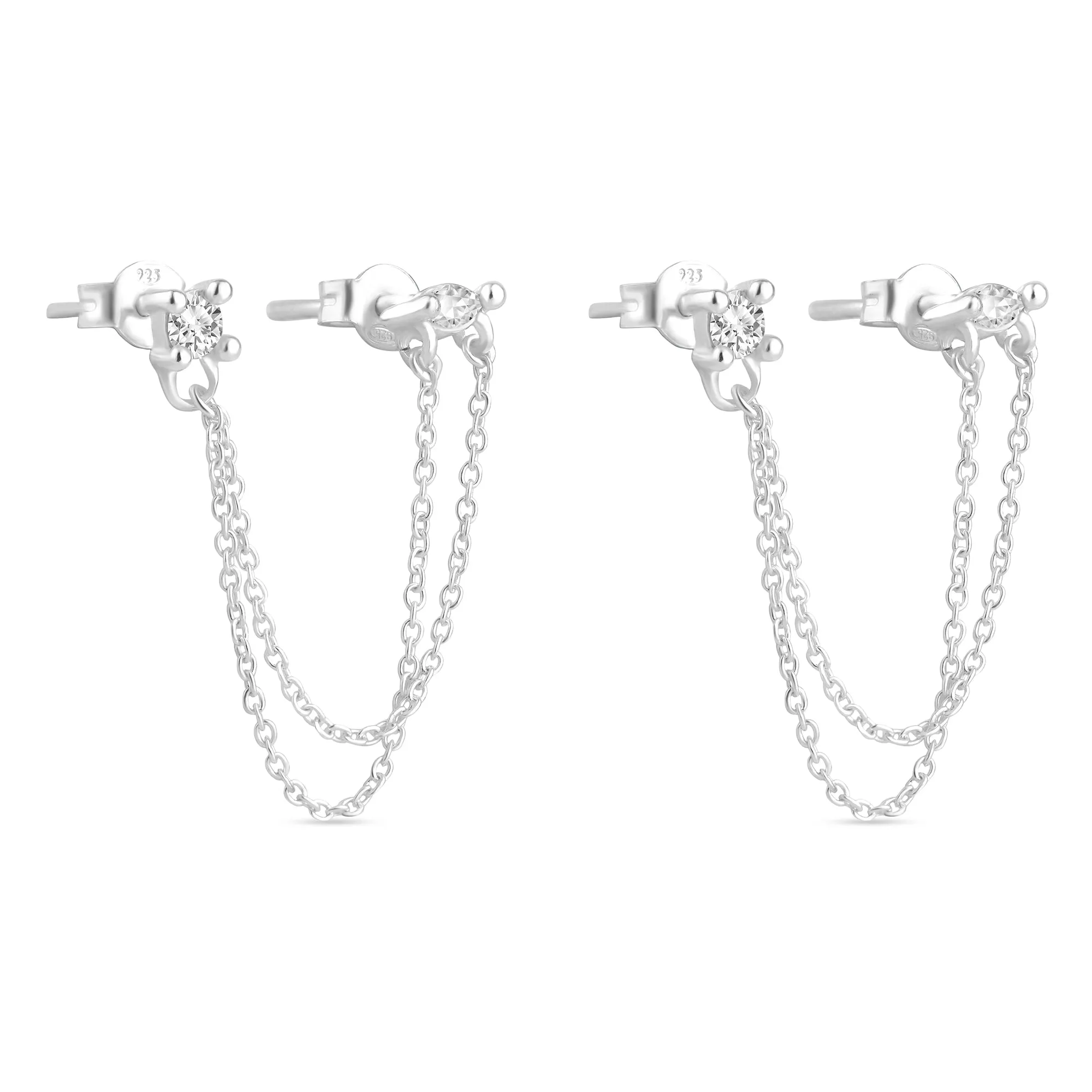 Accessorize London Women's 925 Sterling Silver Sparkle Chain Earrings