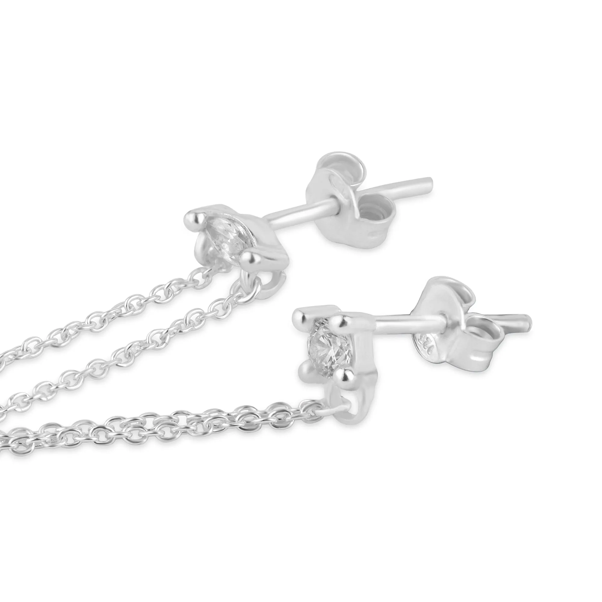 Accessorize London Women's 925 Sterling Silver Sparkle Chain Earrings