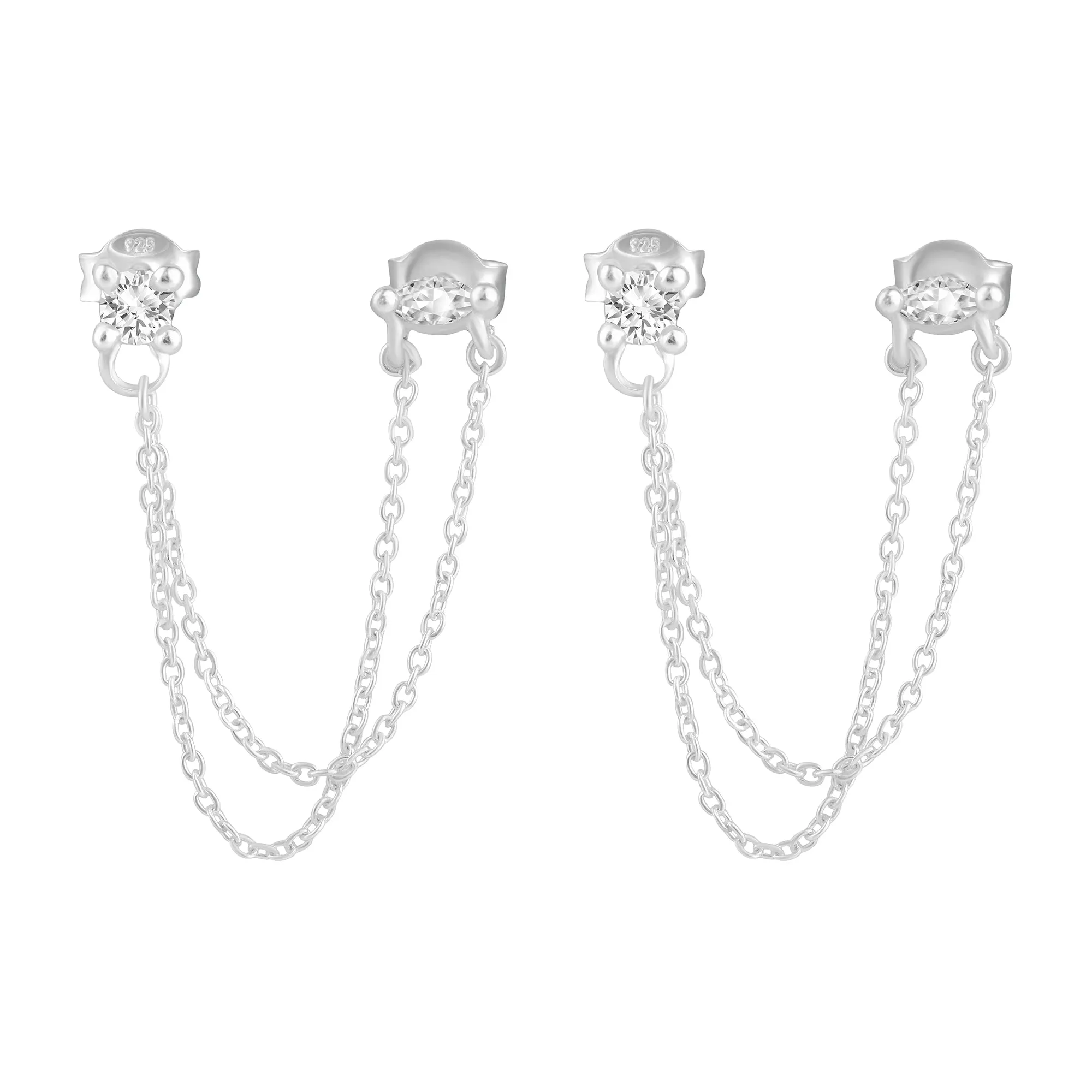 Accessorize London Women's 925 Sterling Silver Sparkle Chain Earrings