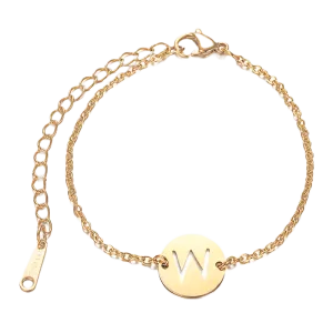 Alphabet Bracelet Gold Plated - Letter W