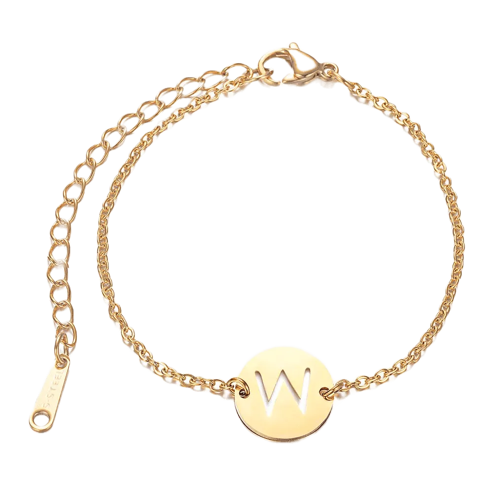 Alphabet Bracelet Gold Plated - Letter W