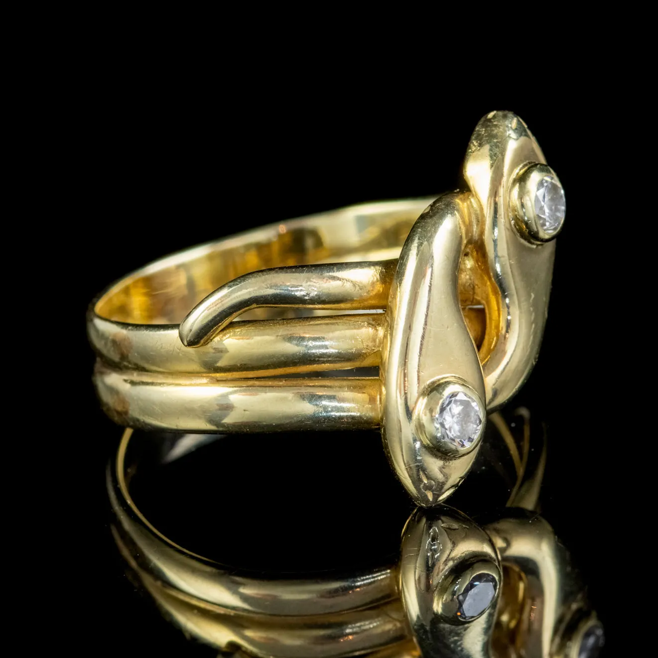 Antique Edwardian Diamond Snake Ring 18Ct Gold Circa 1905