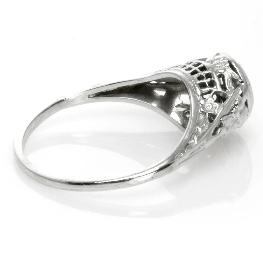 Art Deco Filigree Solitaire Engagement Ring