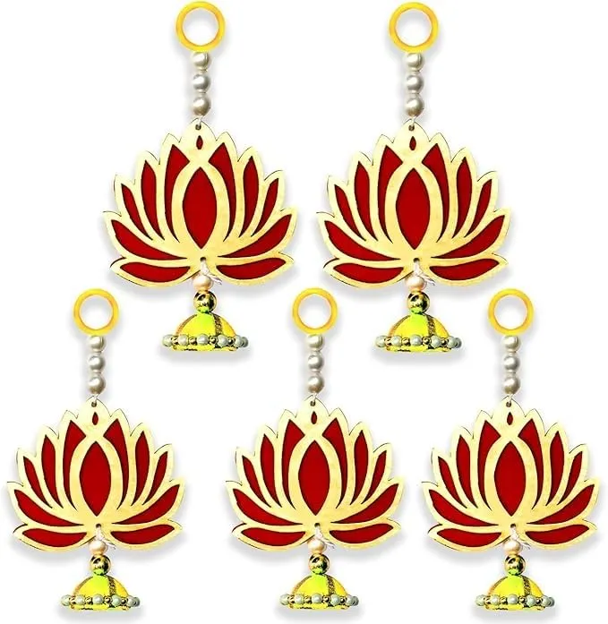 Ashkaa Wall Decor Items for Decoration Set Lotus Jhumki for Wedding Temple Diwali Decorations Lotus Door Hanging