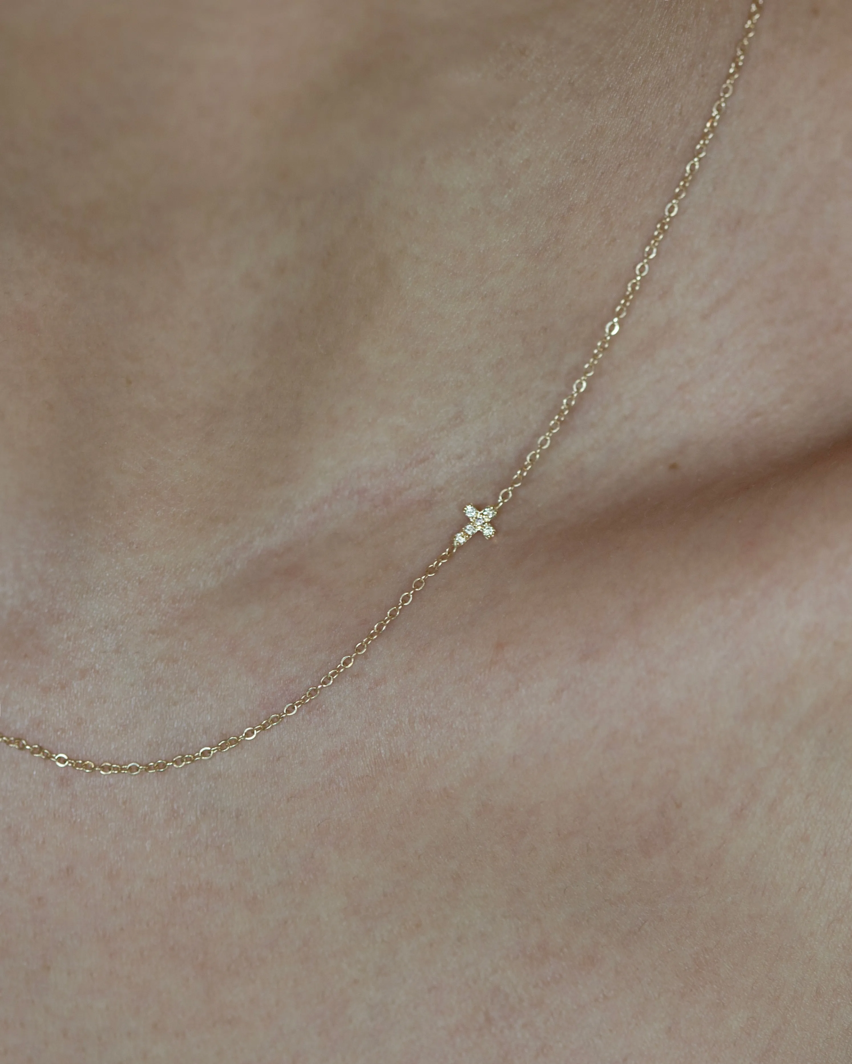 Asymmetrical Diamond cross necklace