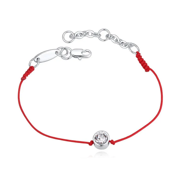 Austrian Crystal thin red thread string rope Charm Bracelets for women