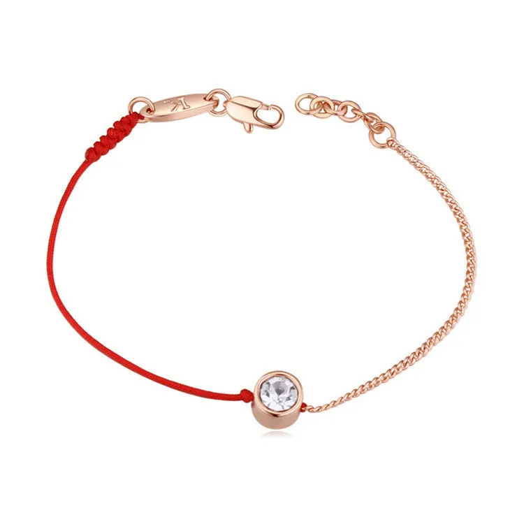 Austrian Crystal thin red thread string rope Charm Bracelets for women