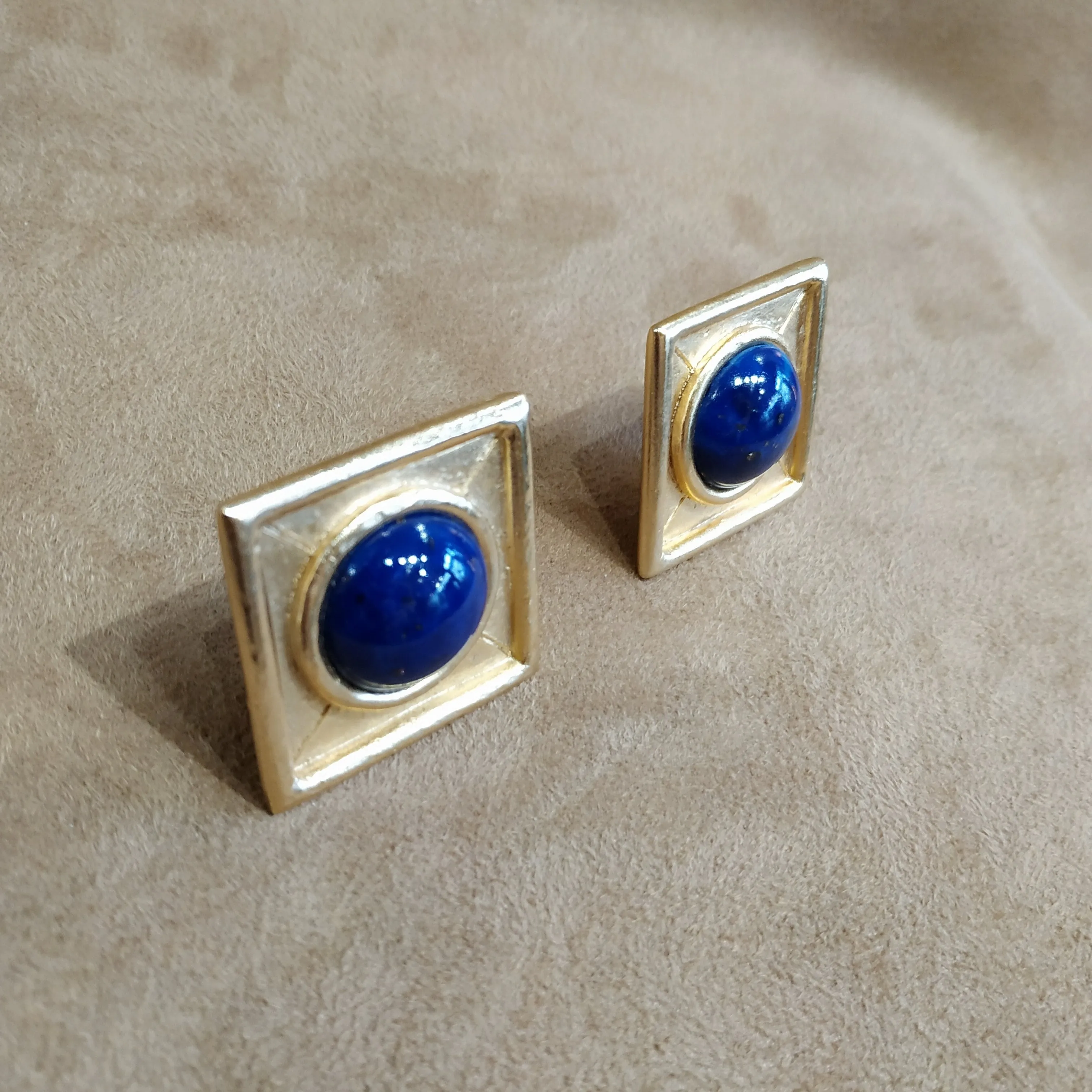 Balenciaga Vintage Square Lapis glass earrings