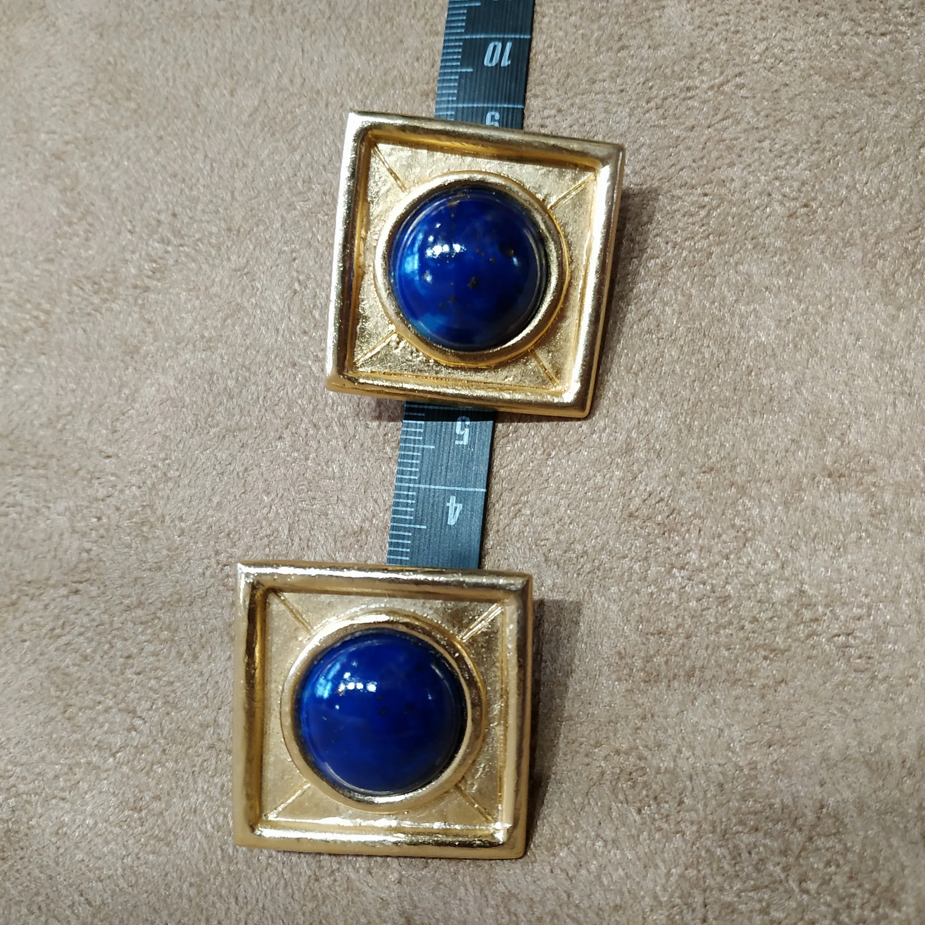 Balenciaga Vintage Square Lapis glass earrings