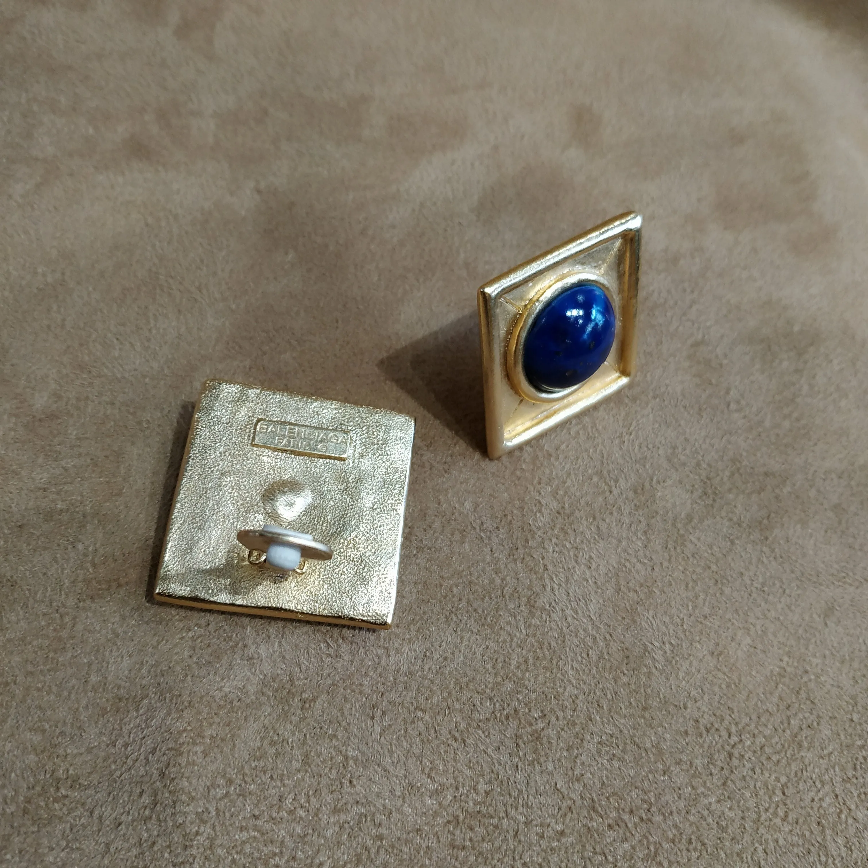 Balenciaga Vintage Square Lapis glass earrings