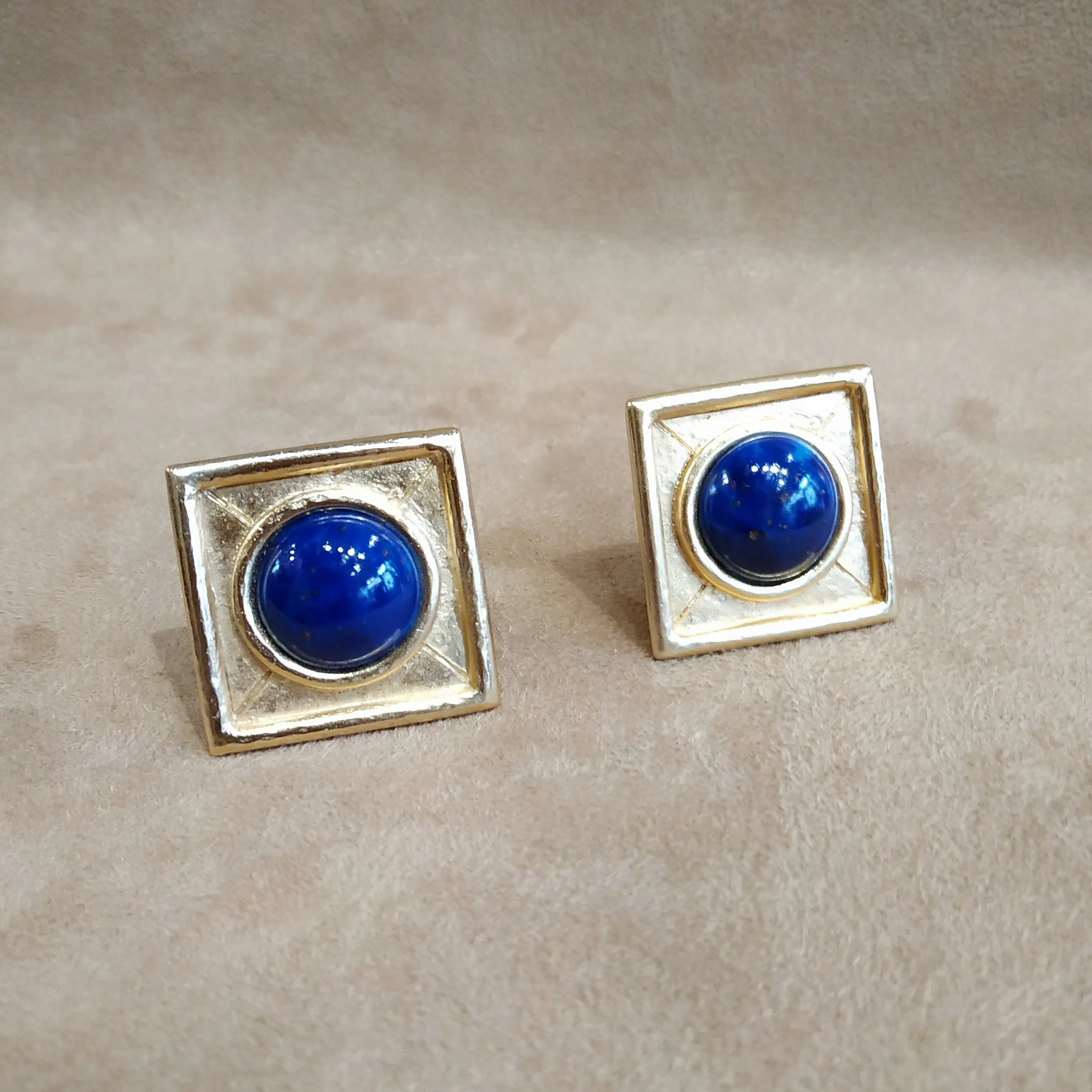 Balenciaga Vintage Square Lapis glass earrings