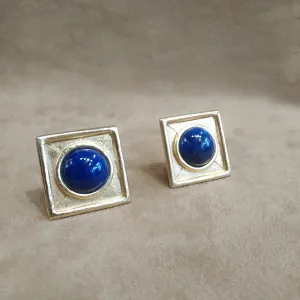 Balenciaga Vintage Square Lapis glass earrings