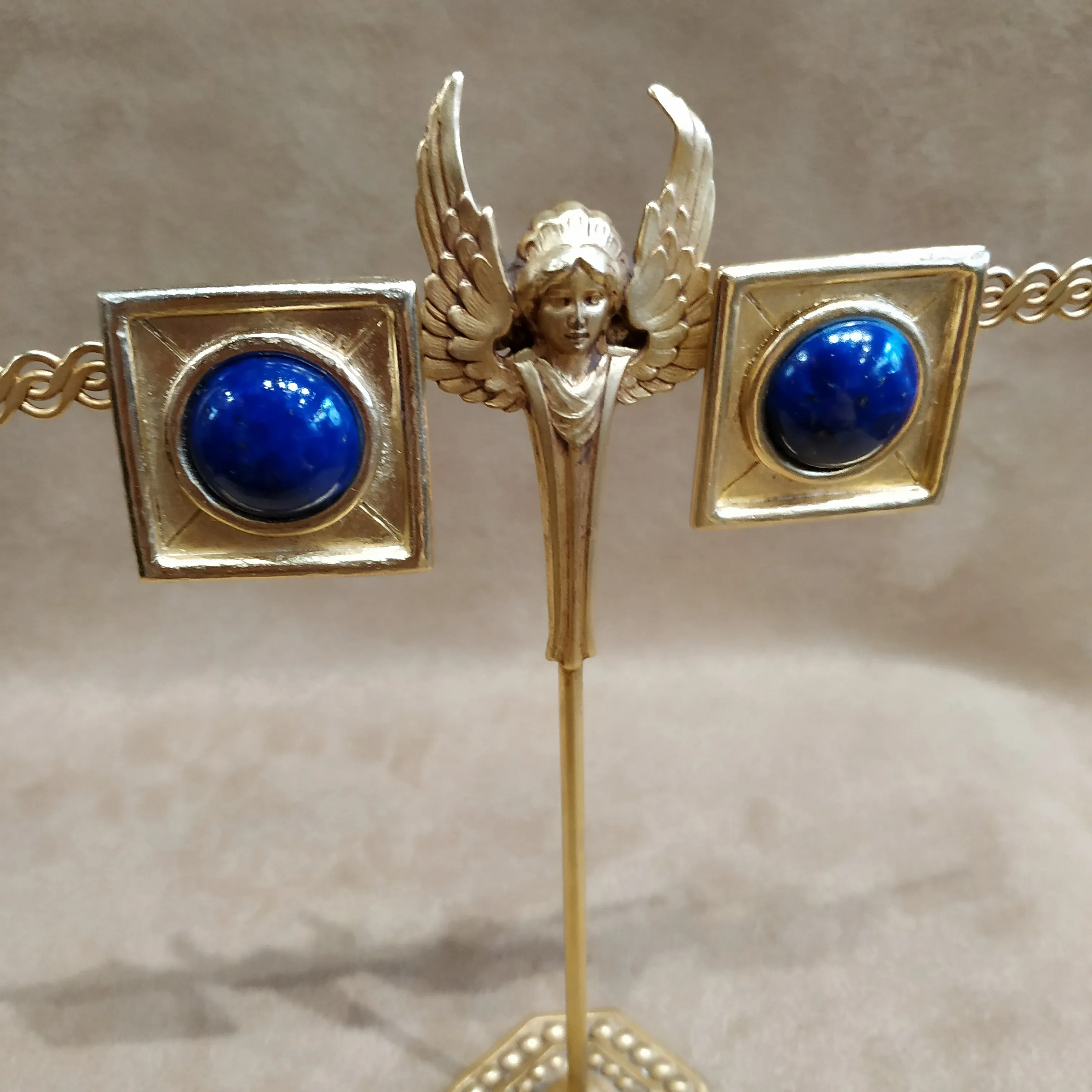 Balenciaga Vintage Square Lapis glass earrings