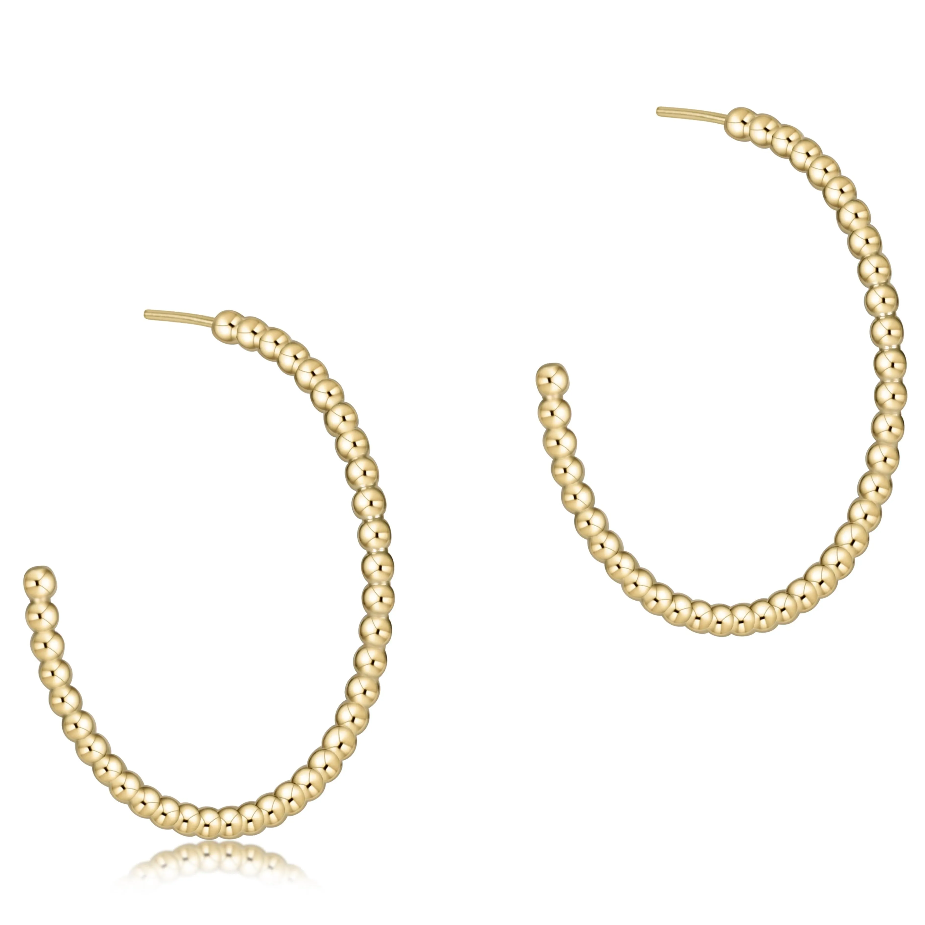 Beaded Classic 1.25" Post Hoop - 2mm Gold