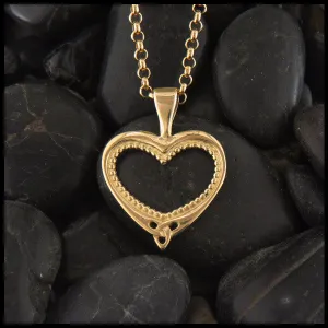 Beaded Heart Pendant 14K Gold