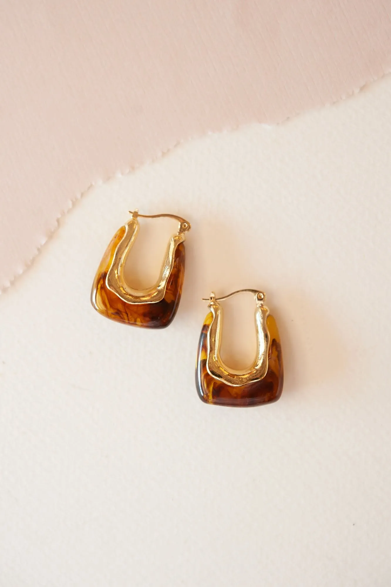 Benny Amber Horseshoe Earrings | Gold Accented Lucite Earring