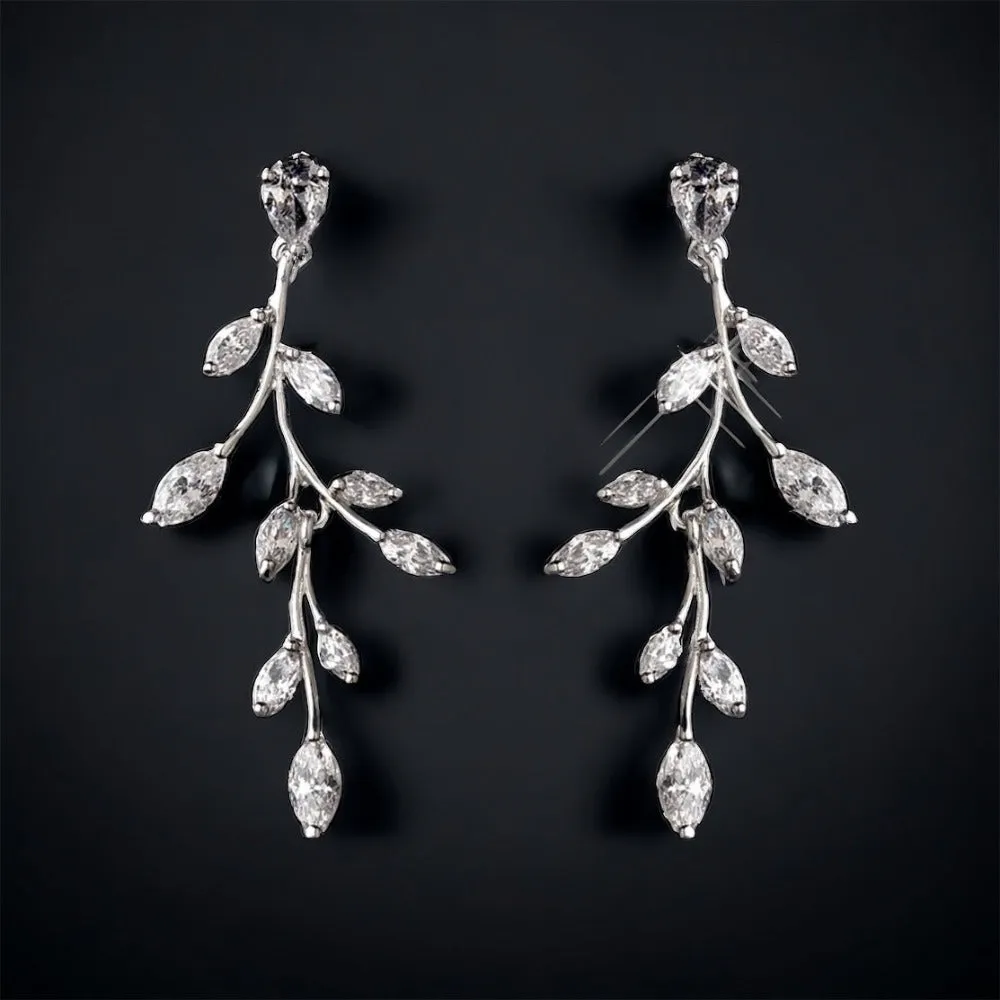 BEST SELLER - Stunning Vine Leaf Wedding Jewellery Set, Cubic Zirconia Necklace and Earrings