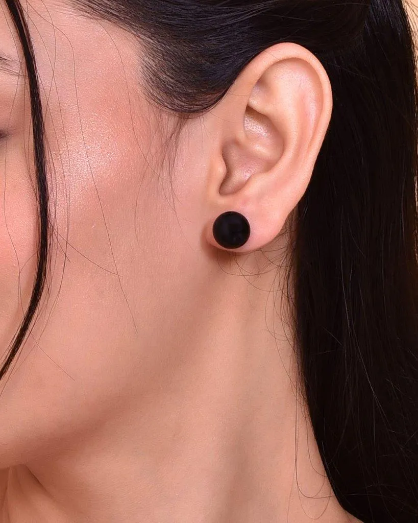 Black Circular Studs Earrings - Voj