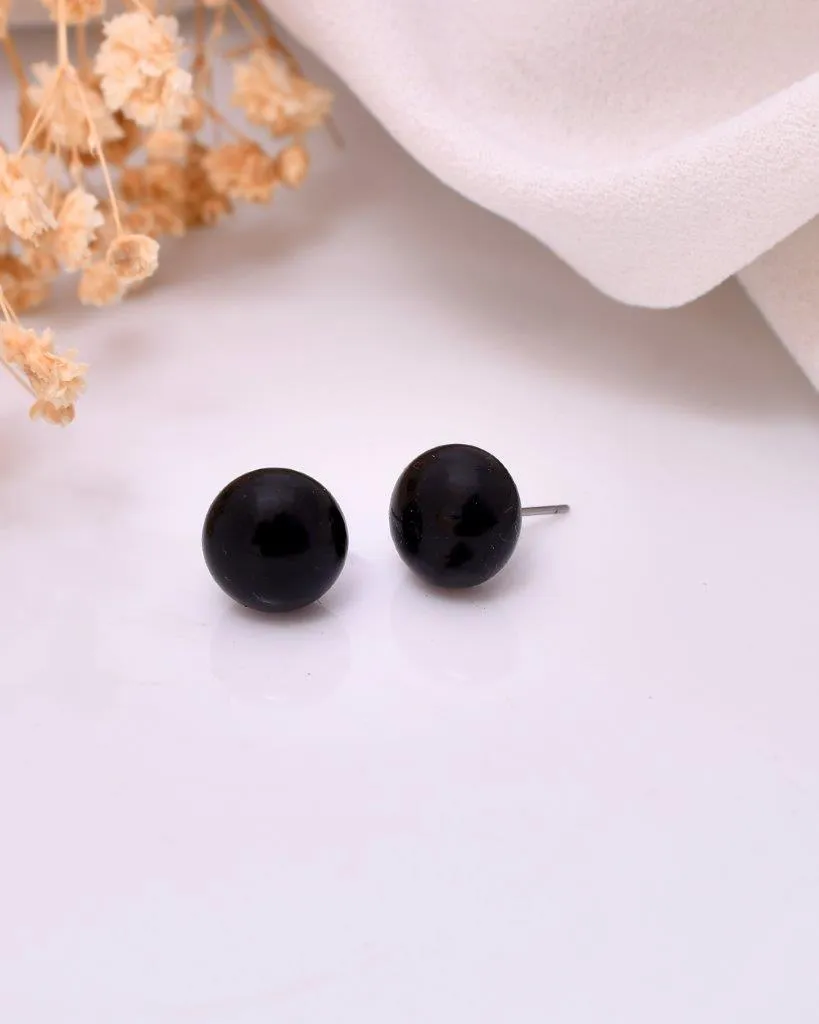 Black Circular Studs Earrings - Voj