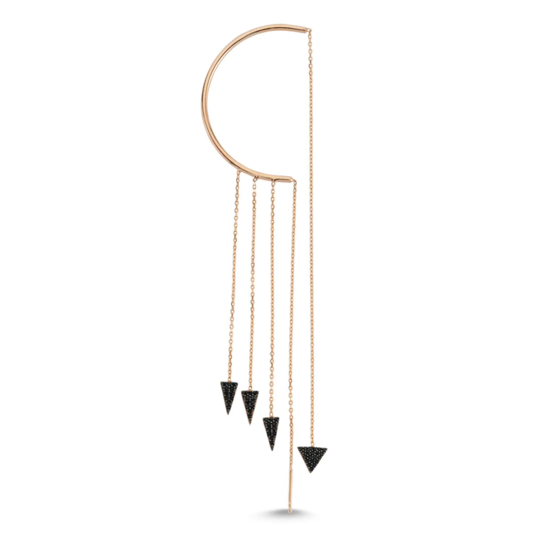 Black Spike Ear Cuff in Rose Gold