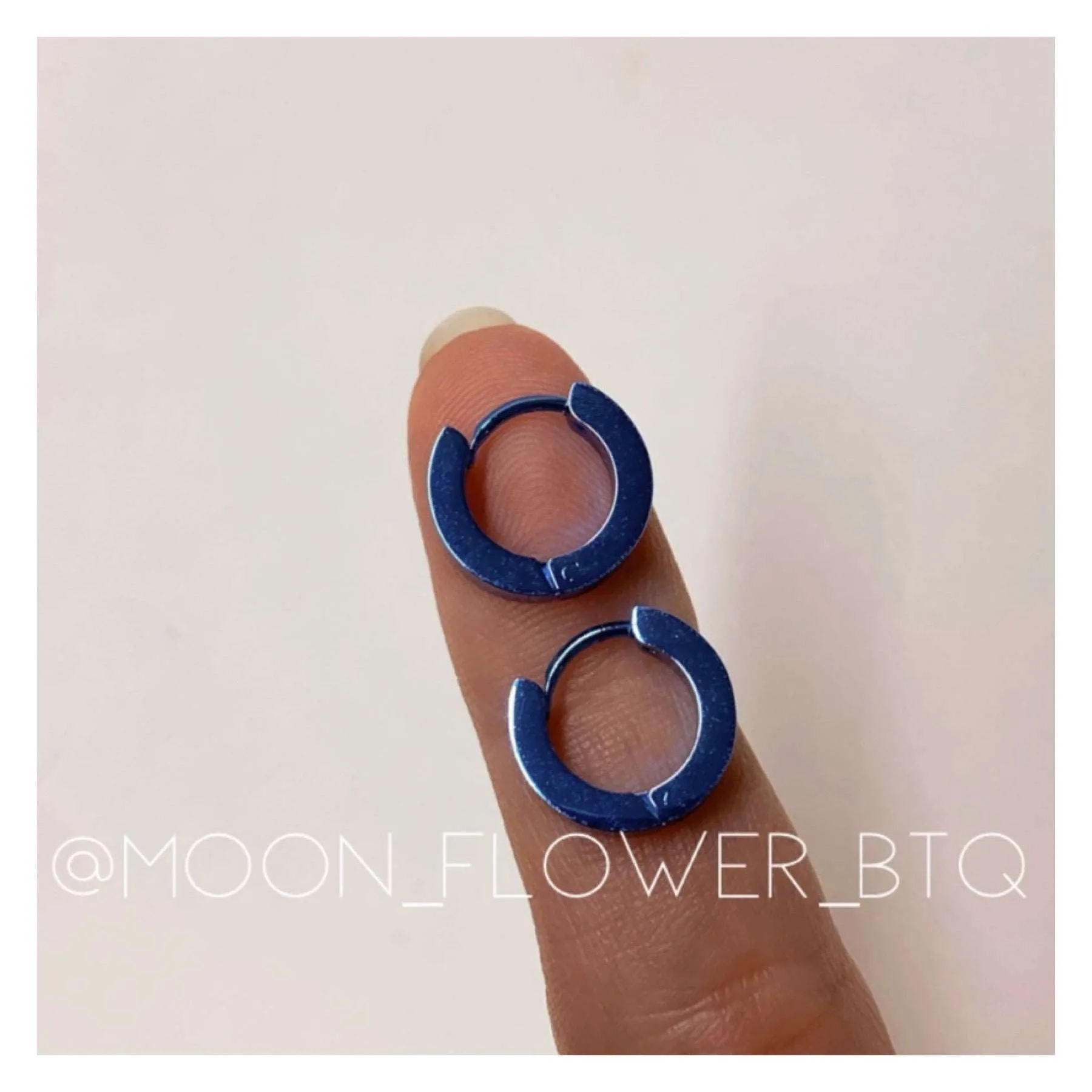 Blue Huggie Hoop Earrings