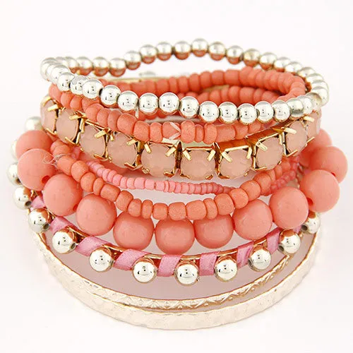 Bohemian Candy Color Multilayer Beads Bracelet Bangles jewelry for women