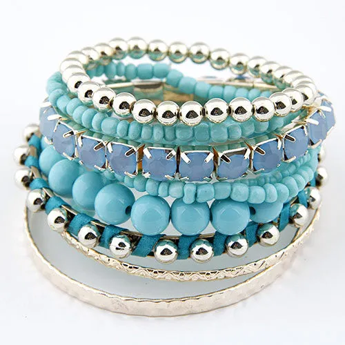 Bohemian Candy Color Multilayer Beads Bracelet Bangles jewelry for women