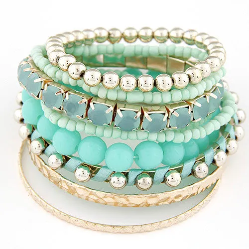 Bohemian Candy Color Multilayer Beads Bracelet Bangles jewelry for women