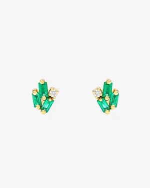 Bold Cluster Emerald Studs