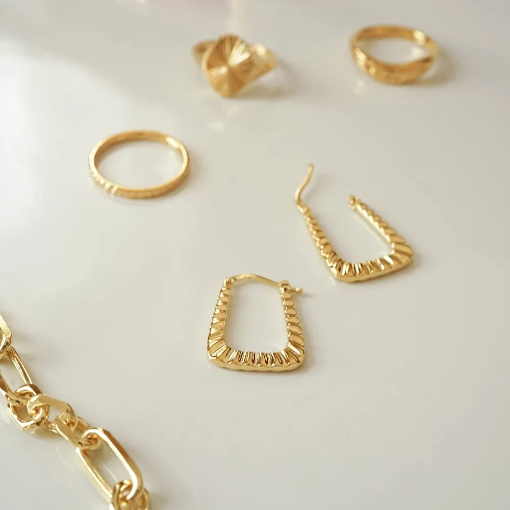 Bold Creole Earring Stack 18ct Gold Plate