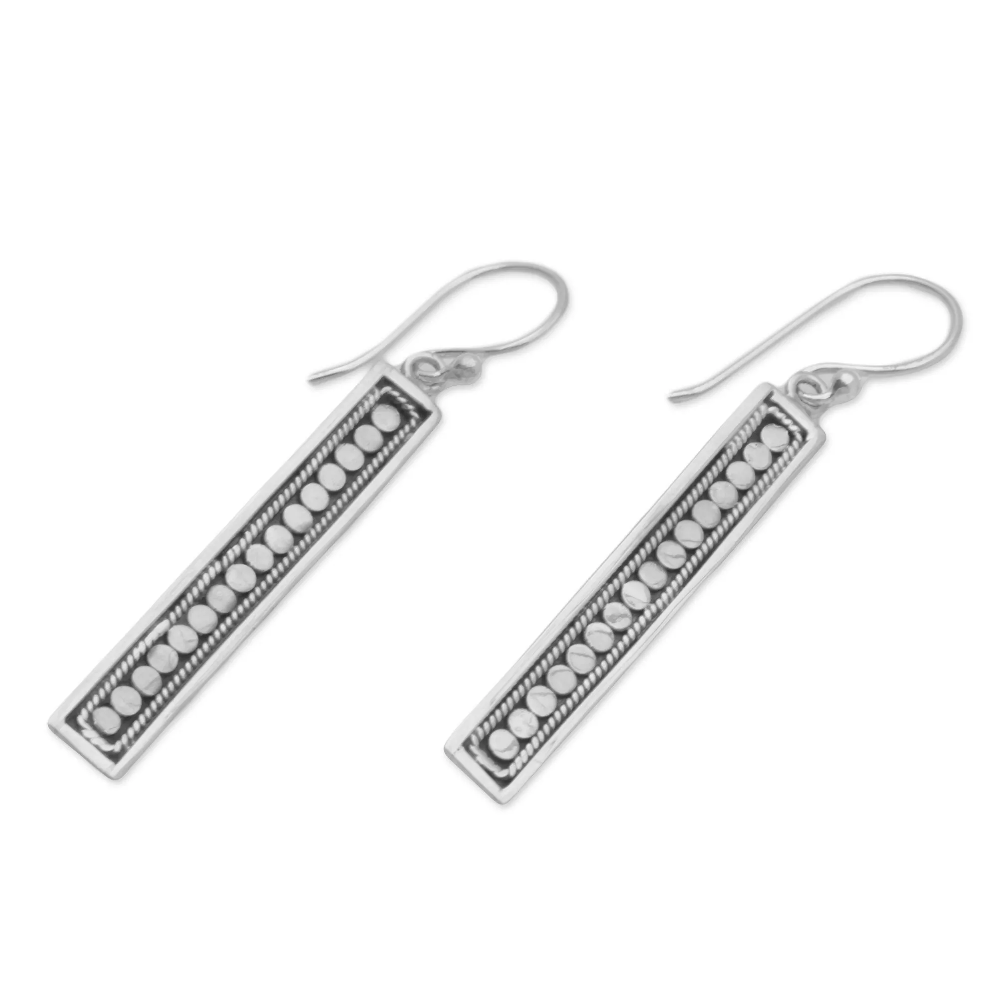 Bold Hello Handmade Long Sterling Silver Dangle Earrings from Bali