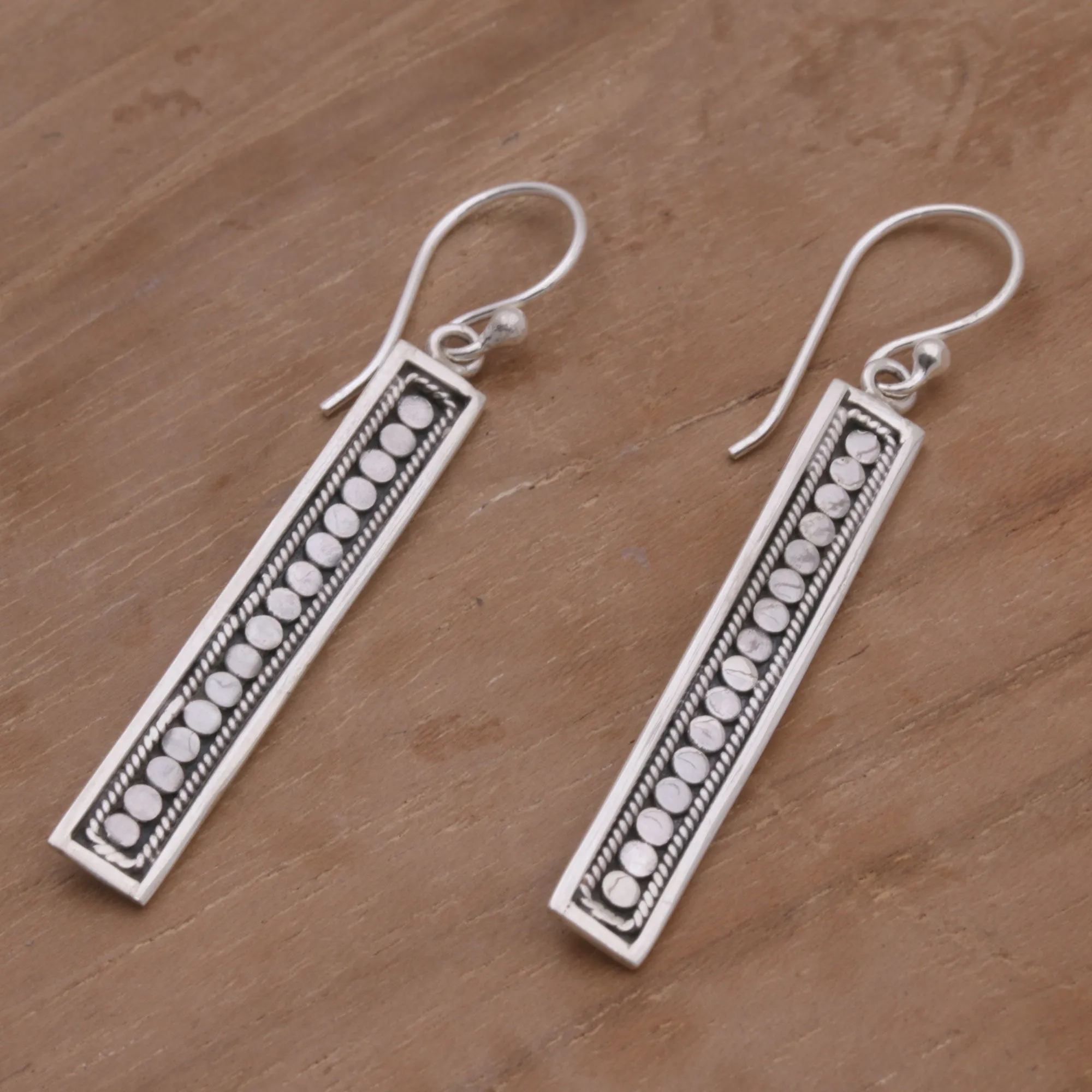 Bold Hello Handmade Long Sterling Silver Dangle Earrings from Bali