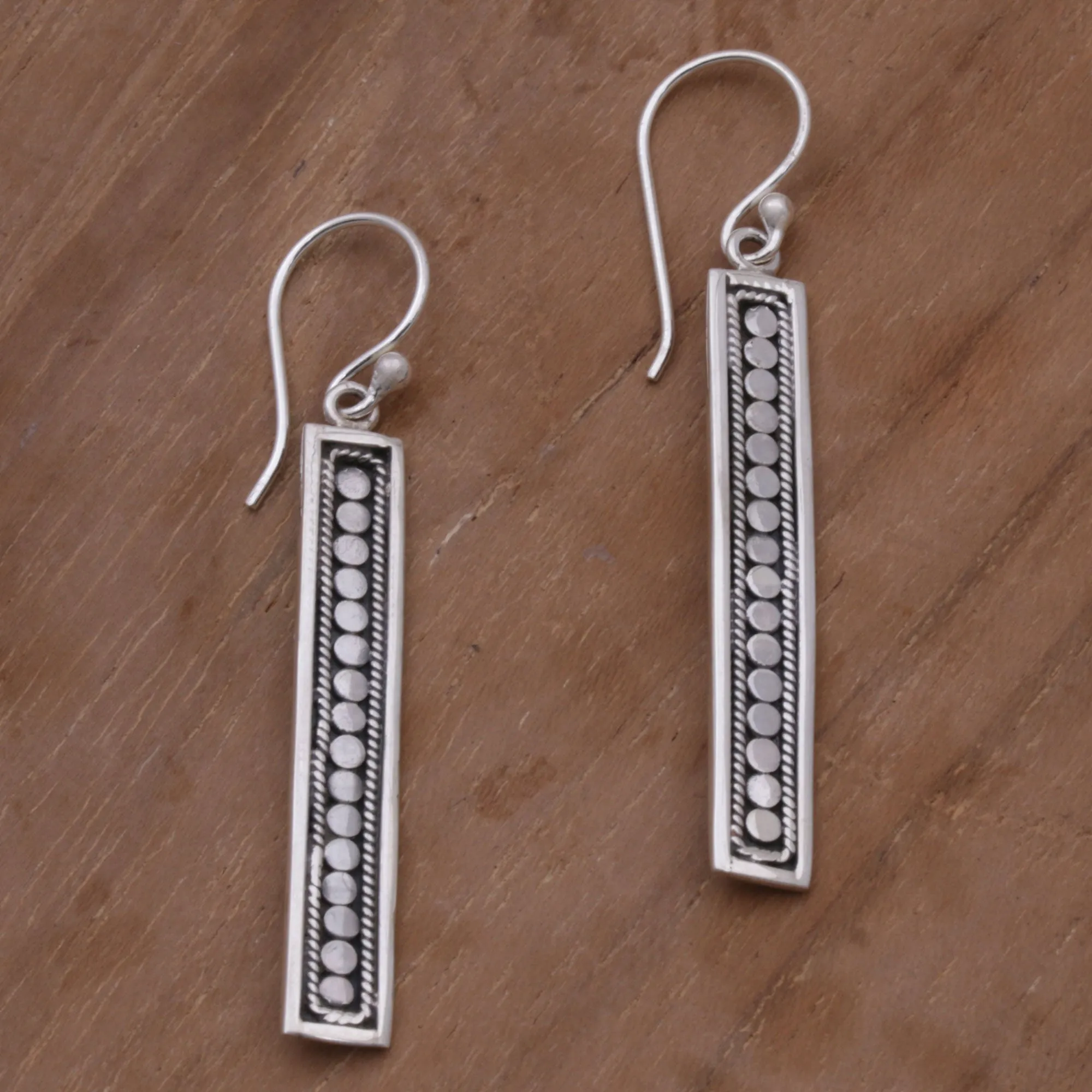 Bold Hello Handmade Long Sterling Silver Dangle Earrings from Bali