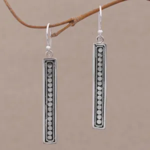 Bold Hello Handmade Long Sterling Silver Dangle Earrings from Bali