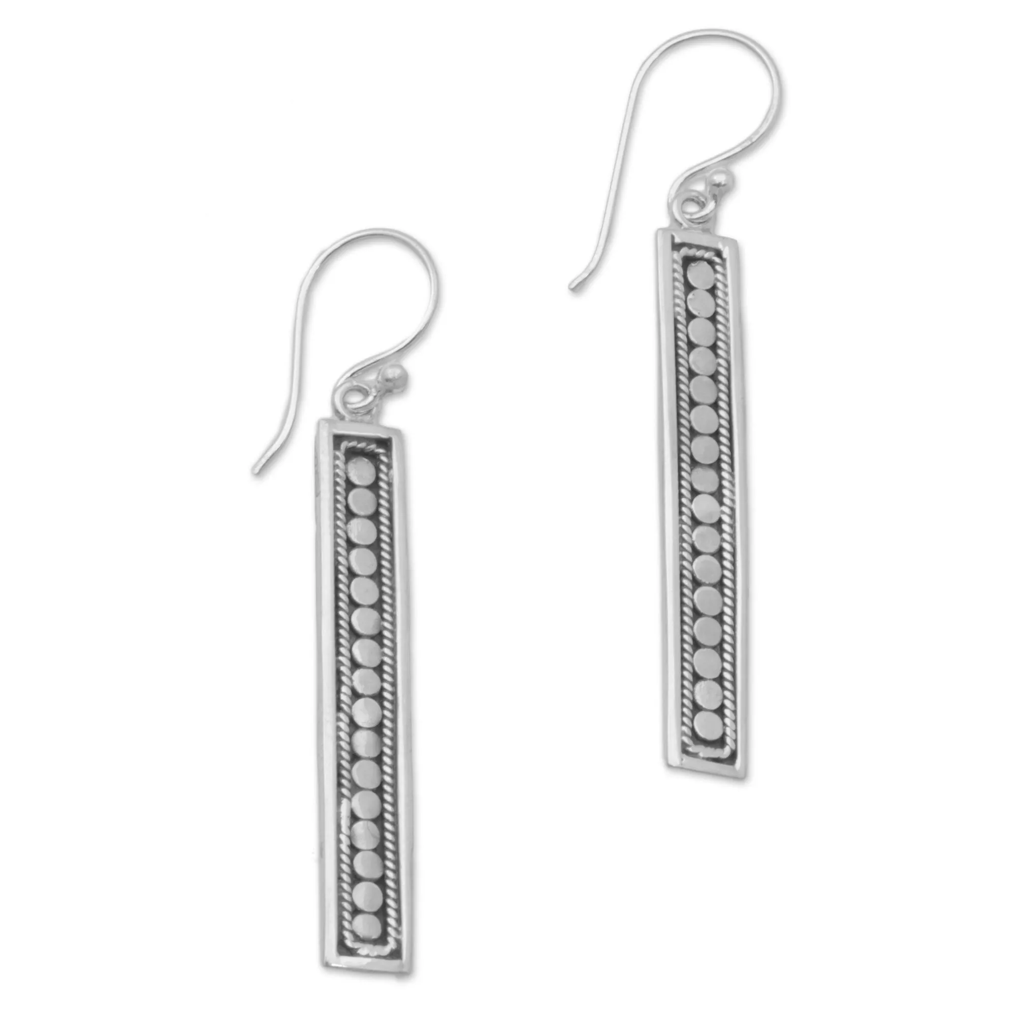 Bold Hello Handmade Long Sterling Silver Dangle Earrings from Bali