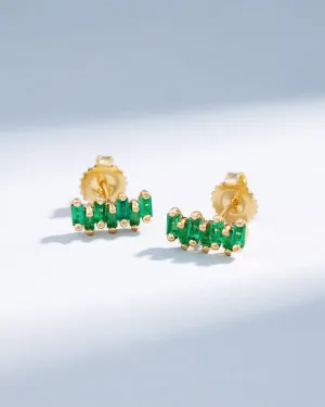 Bold ZigZag Emerald Studs