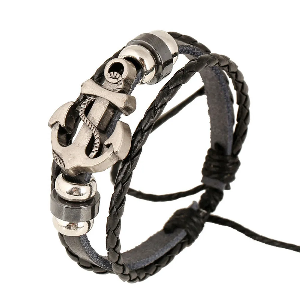 Bracelet alloy anchor leather punk new leather bracelet neutral personality 2017 new hot sale men boy gifts