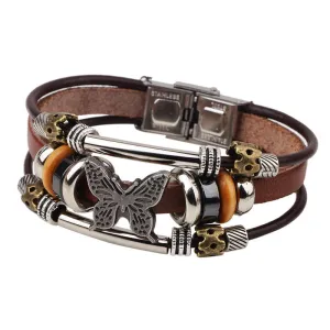 Butterfly Bracelets Hot Sales Hand Made Braided buckle Fashion Style Popular Charm Leather Bracelets Bangles for Men Women