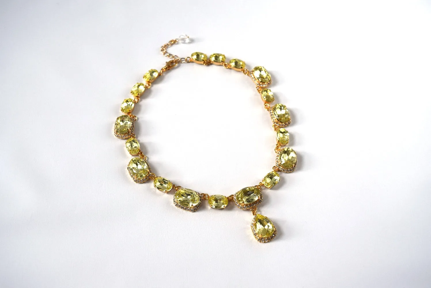 Citrine Yellow Halo Riviere Necklace