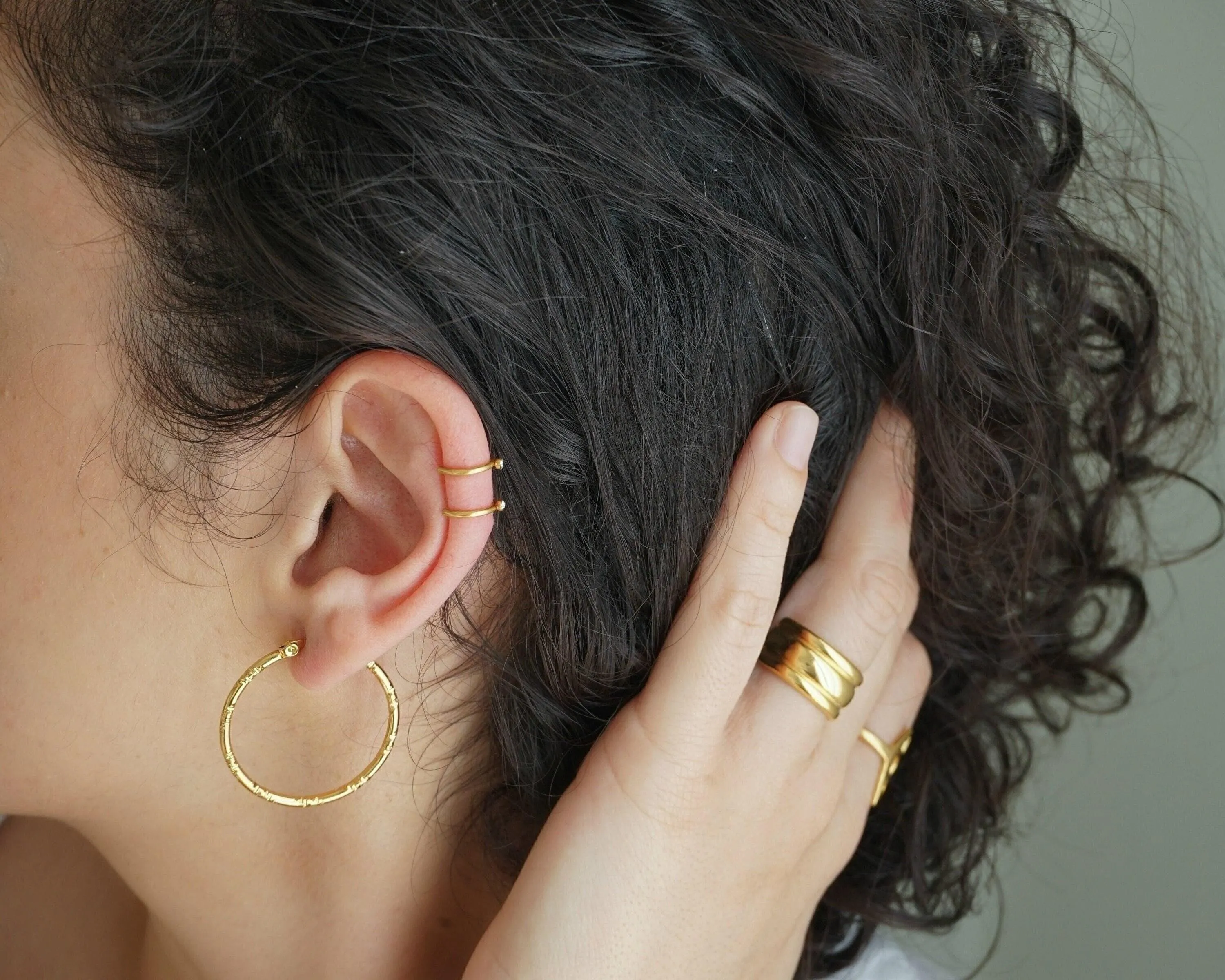 Classic Gold Hammered Hoop Earrings