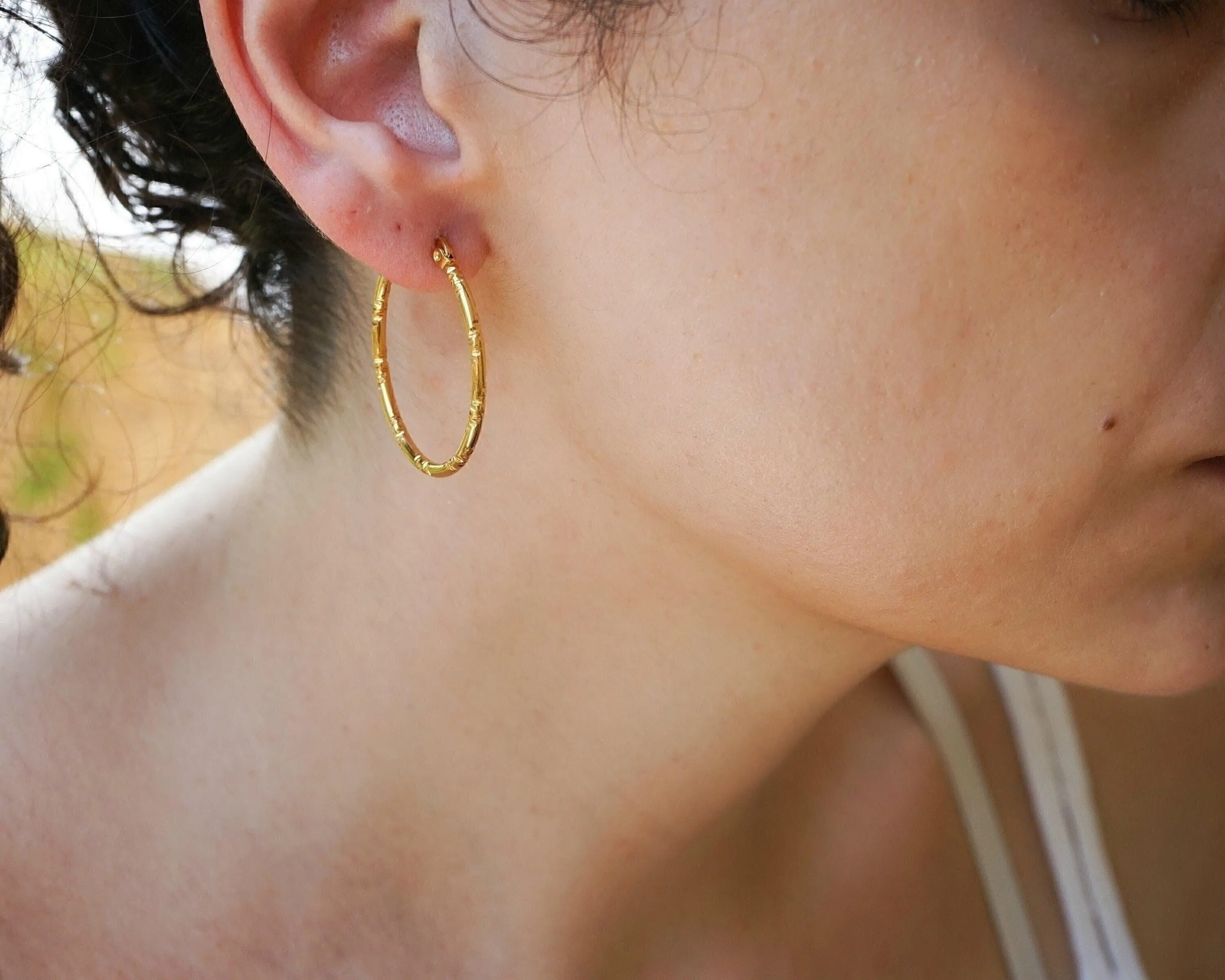 Classic Gold Hammered Hoop Earrings