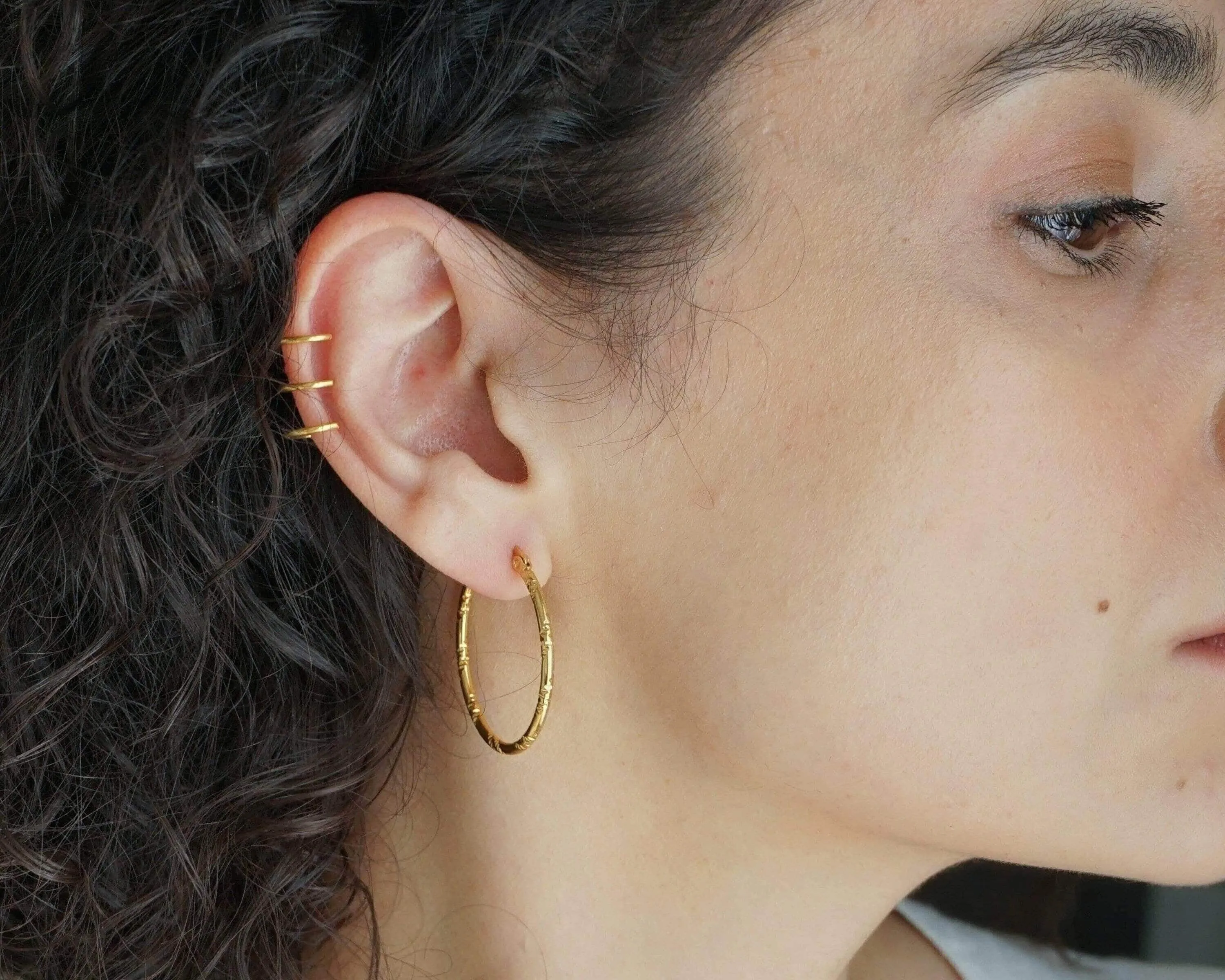 Classic Gold Hammered Hoop Earrings