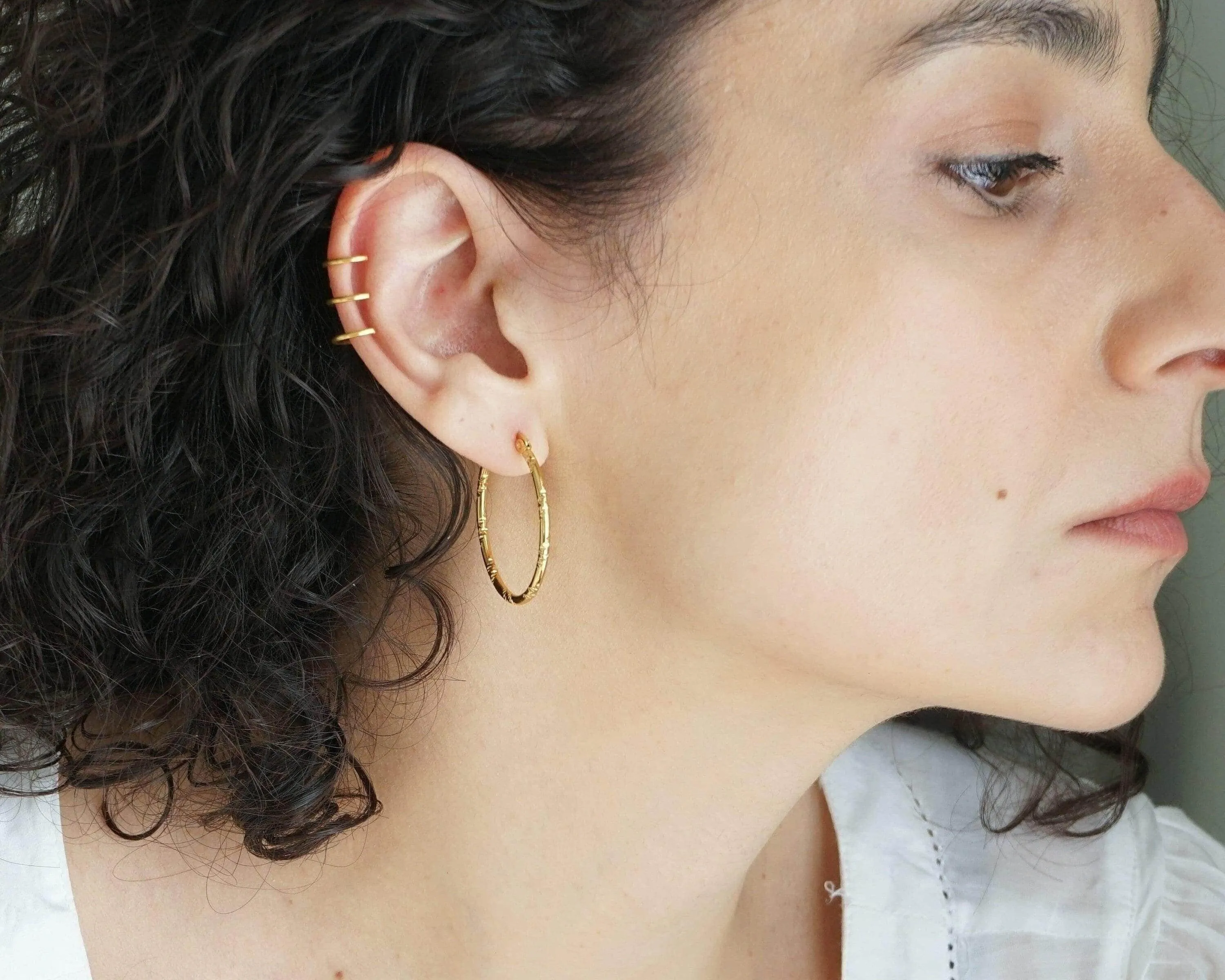 Classic Gold Hammered Hoop Earrings