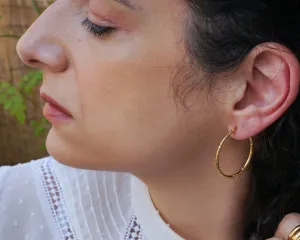 Classic Gold Hammered Hoop Earrings