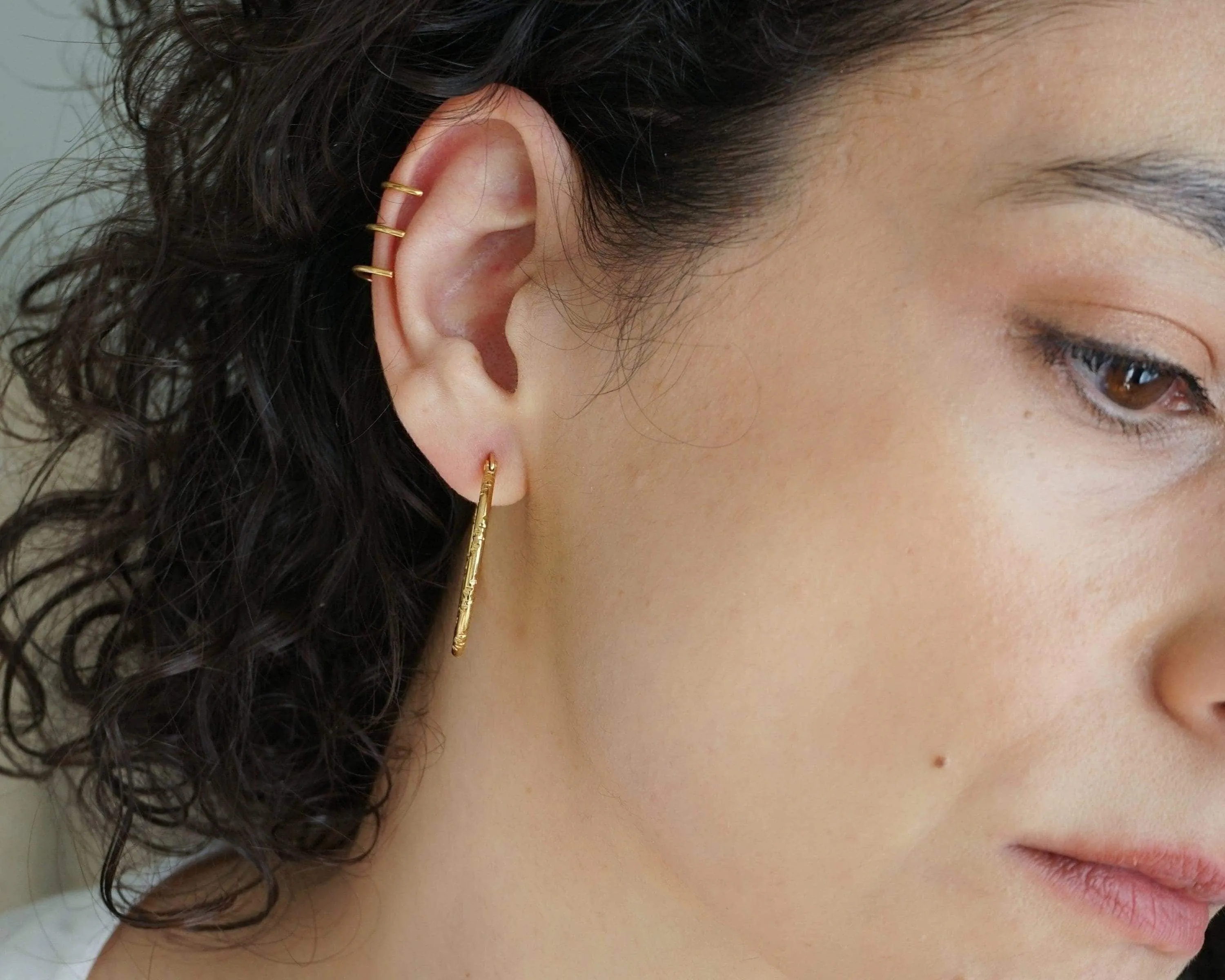 Classic Gold Hammered Hoop Earrings