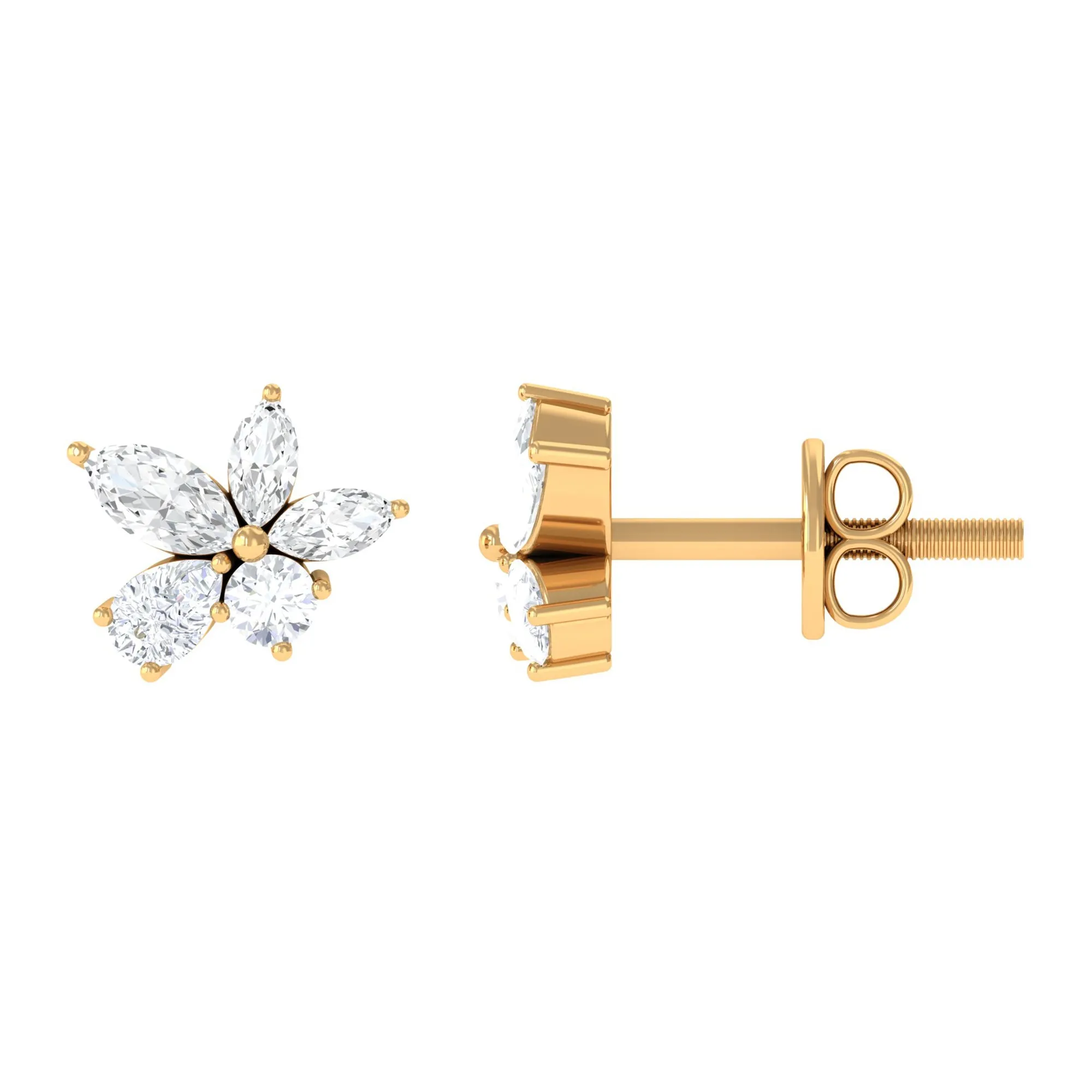 Classic Natural Diamond Cluster Stud Earrings