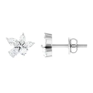 Classic Natural Diamond Cluster Stud Earrings